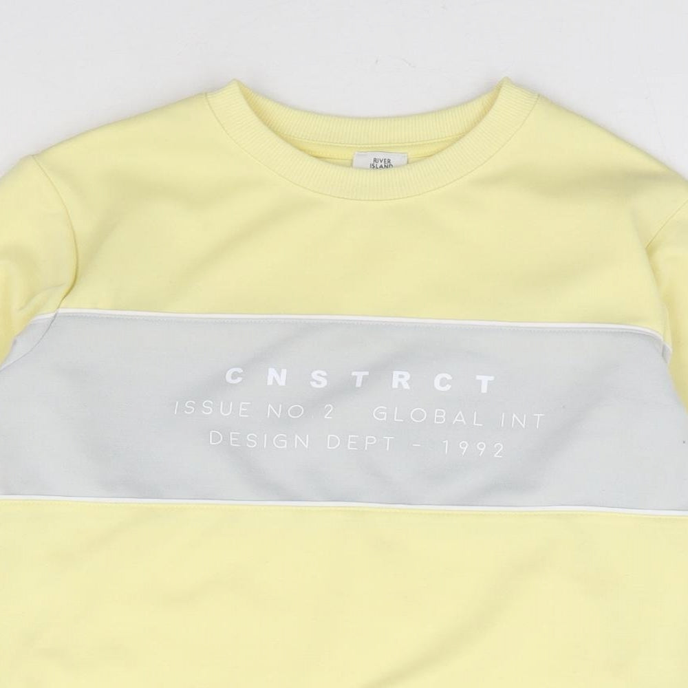 River Island Girls Yellow Polyester Pullover Sweatshirt Size 9-10 Years Pullover