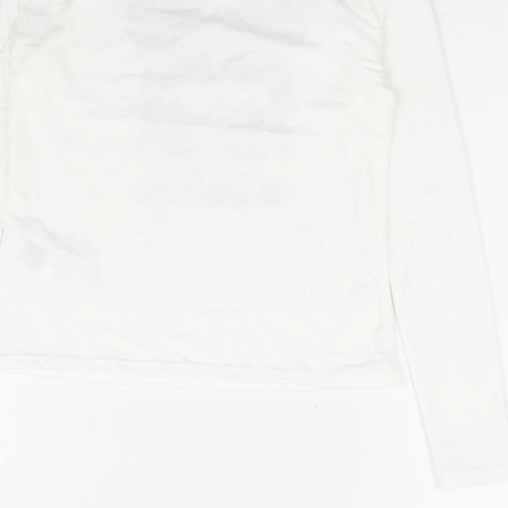 SheIn Girls White Polyester Basic T-Shirt Size 11-12 Years Round Neck Pullover - Butterfly, Kid Life