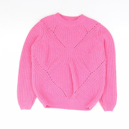 F&F Girls Pink Mock Neck Polyester Pullover Jumper Size 10-11 Years Pullover