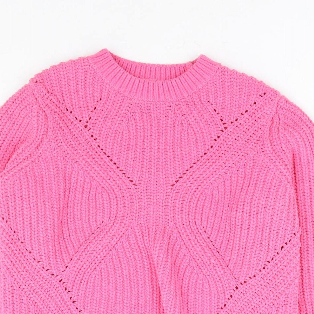F&F Girls Pink Mock Neck Polyester Pullover Jumper Size 10-11 Years Pullover