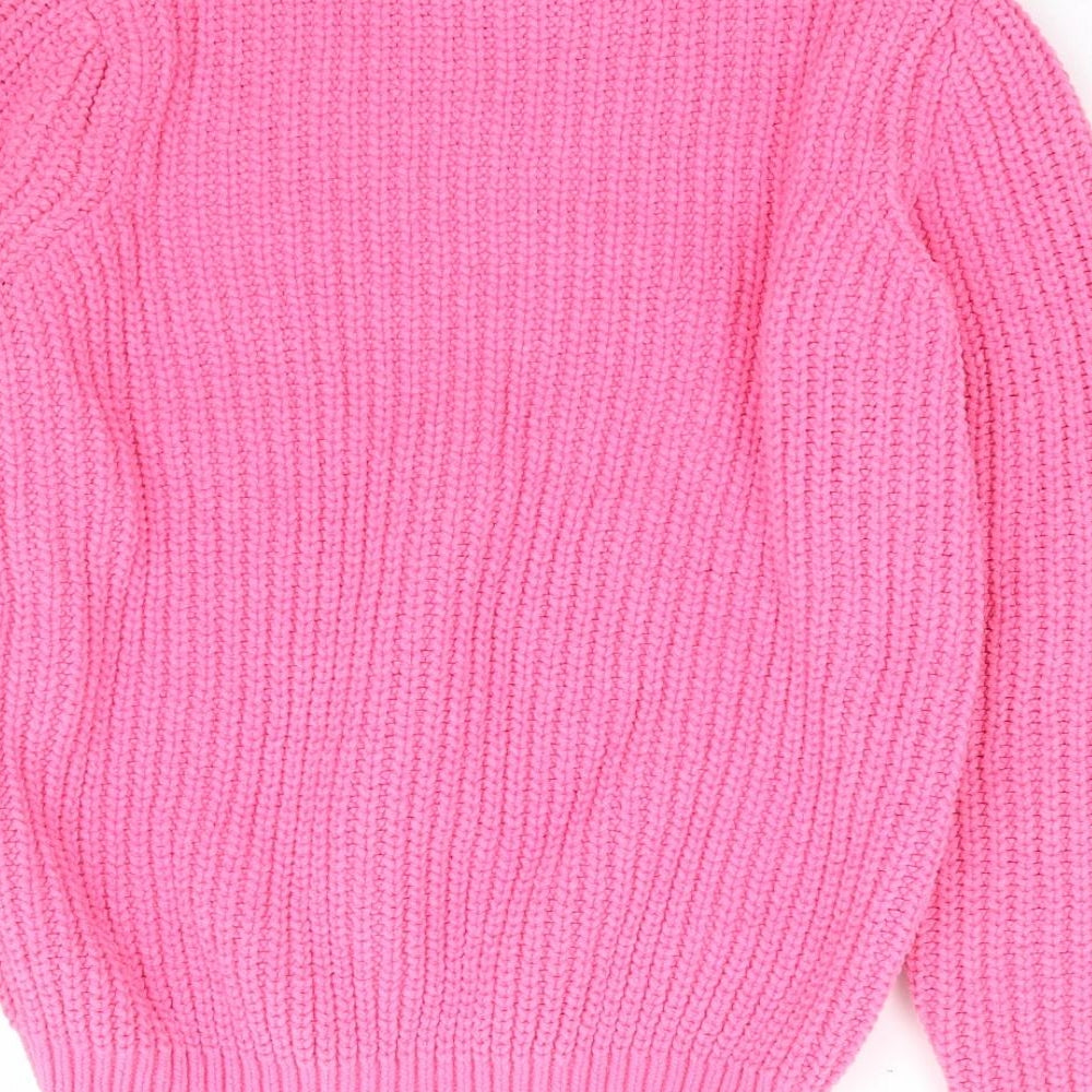 F&F Girls Pink Mock Neck Polyester Pullover Jumper Size 10-11 Years Pullover