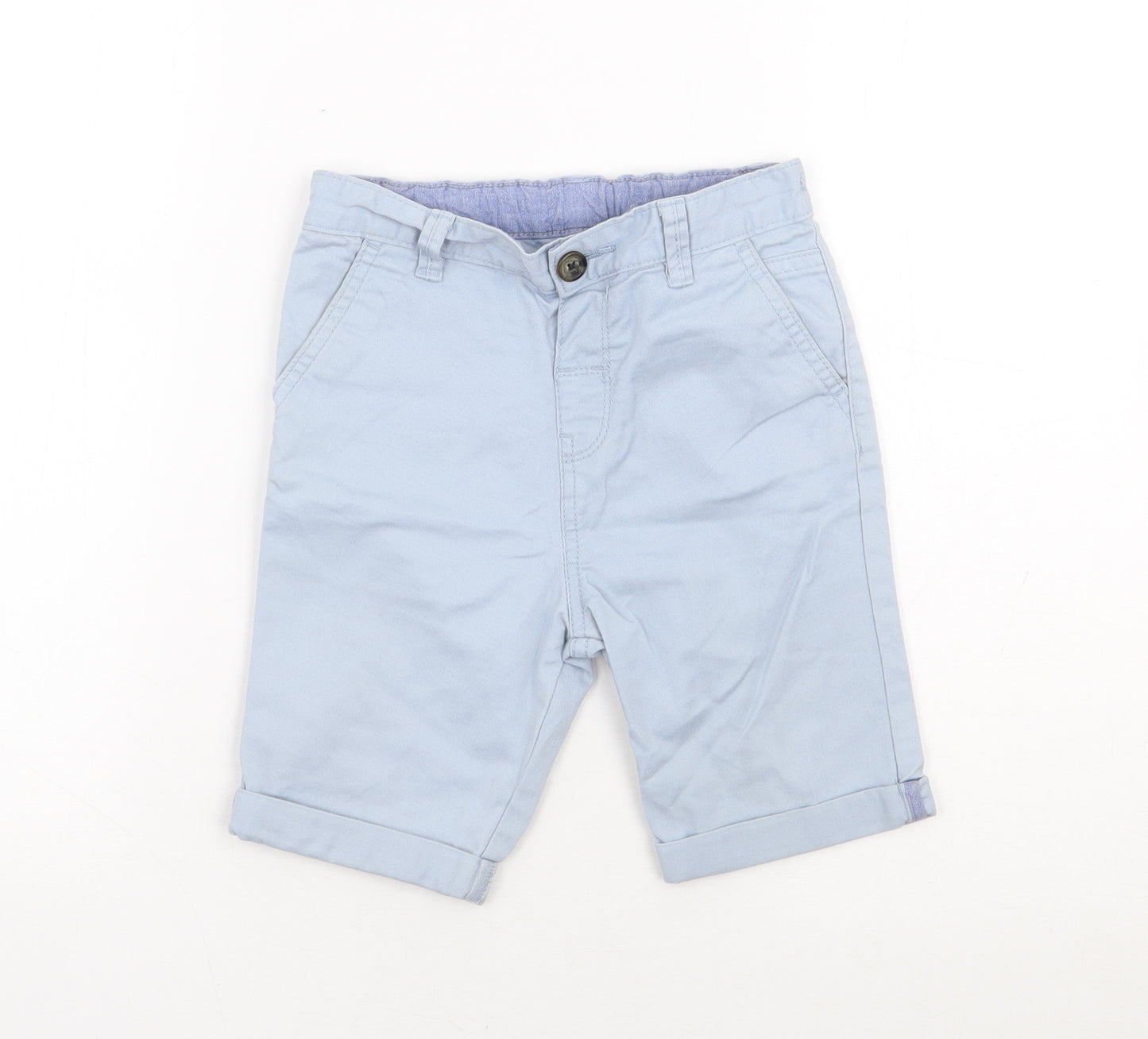 TU Boys Blue Cotton Chino Shorts Size 5-6 Years Regular Buckle
