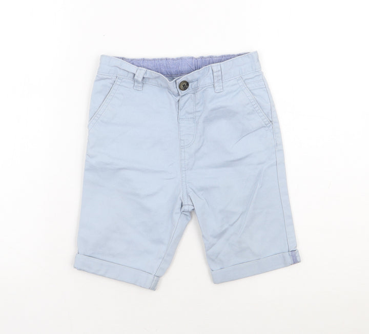 TU Boys Blue Cotton Chino Shorts Size 5-6 Years Regular Buckle