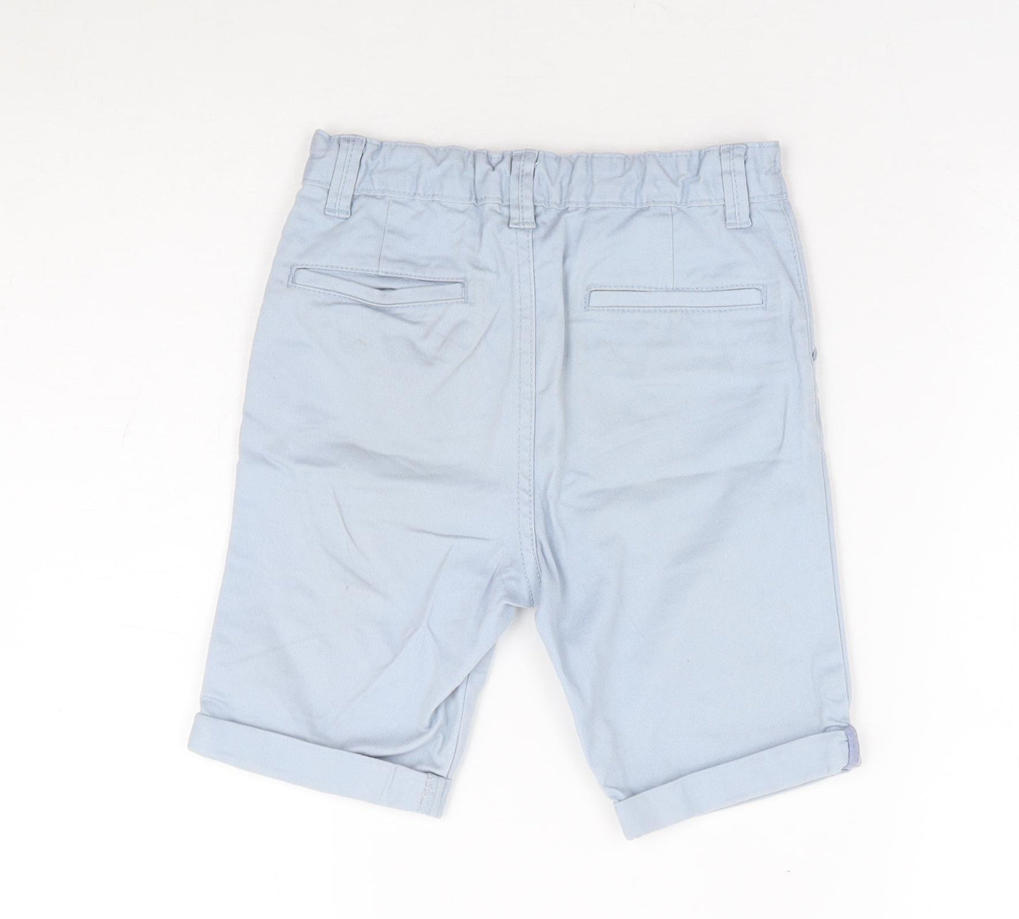 TU Boys Blue Cotton Chino Shorts Size 5-6 Years Regular Buckle