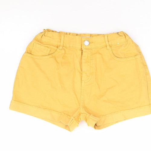 Primark Girls Yellow Cotton Mom Shorts Size 12-13 Years Regular Zip