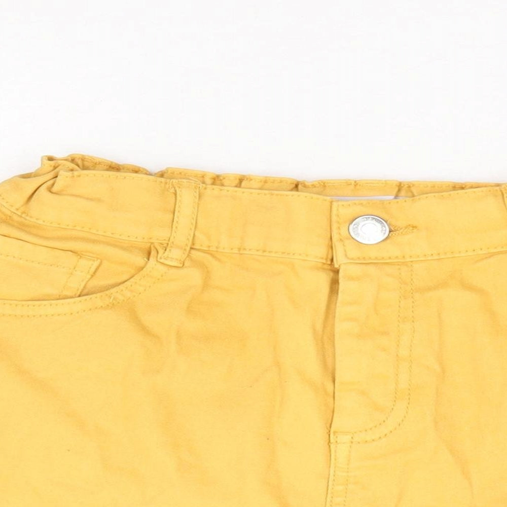 Primark Girls Yellow Cotton Mom Shorts Size 12-13 Years Regular Zip