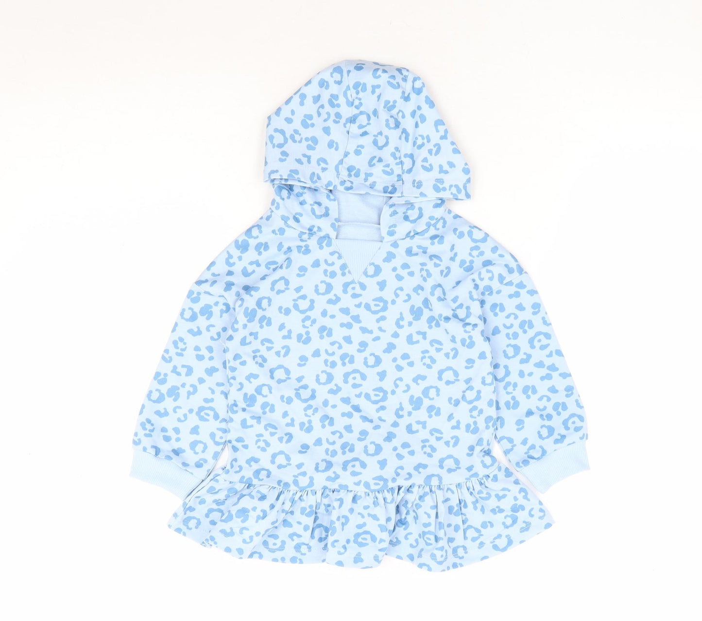 Dunnes Stores Girls Blue Animal Print Polyester Pullover Jumper Size 12-18 Months Pullover - Leopard Print