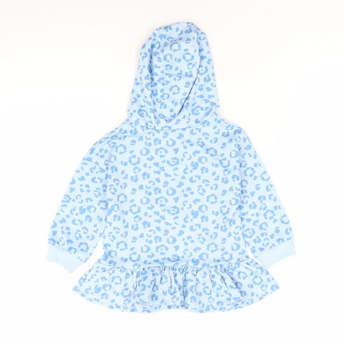 Dunnes Stores Girls Blue Animal Print Polyester Pullover Jumper Size 12-18 Months Pullover - Leopard Print