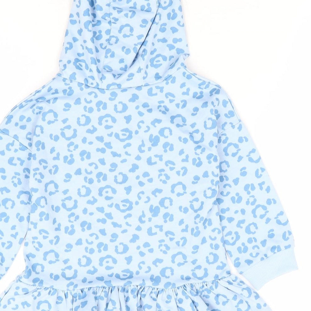 Dunnes Stores Girls Blue Animal Print Polyester Pullover Jumper Size 12-18 Months Pullover - Leopard Print