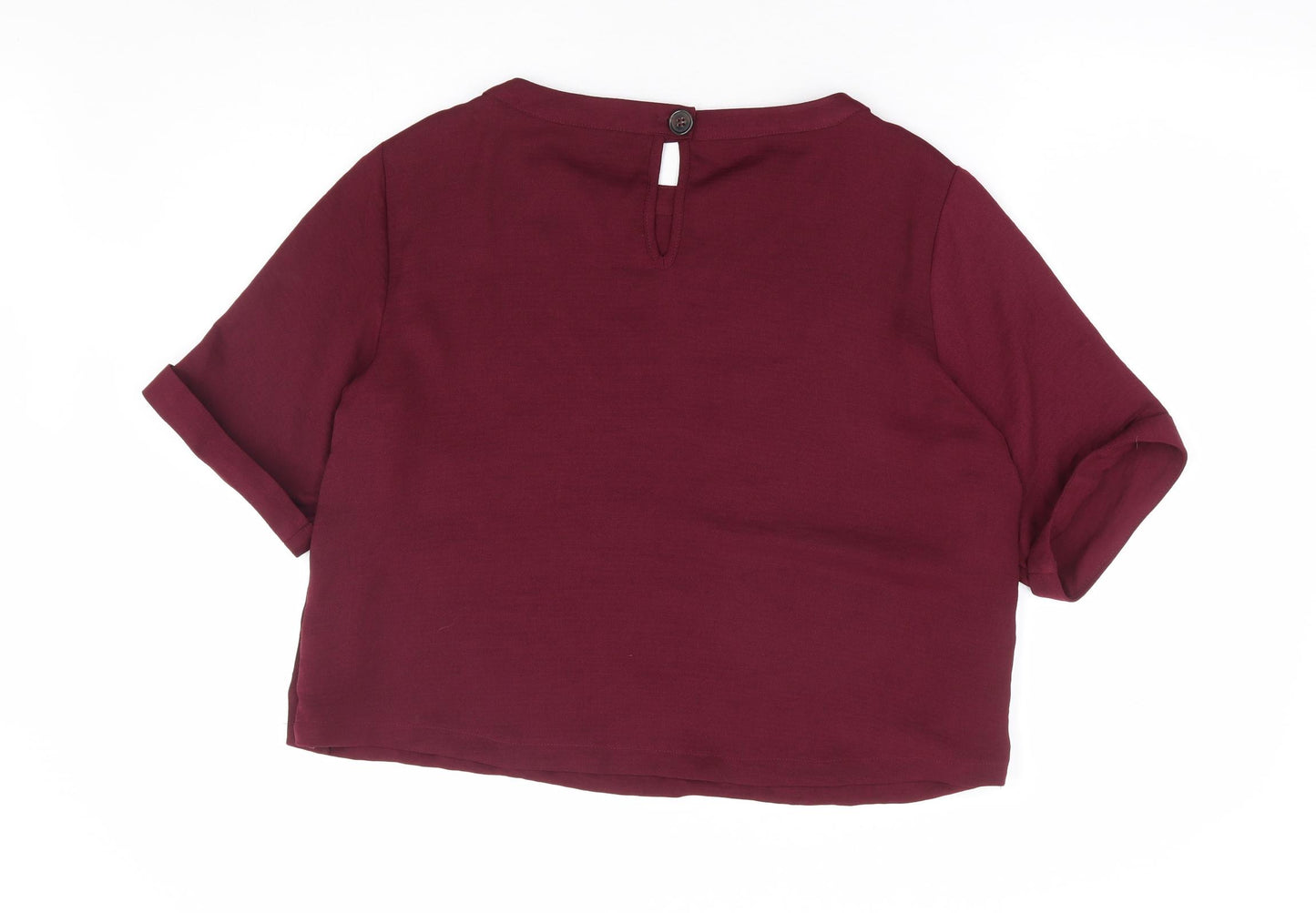 George Womens Purple Polyester Basic Blouse Size 14 Boat Neck