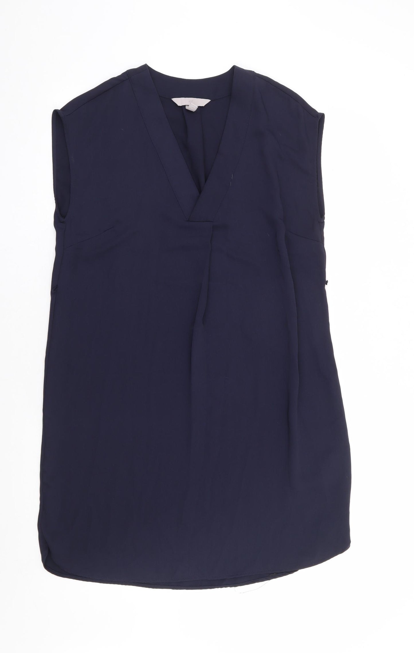 H&M Womens Blue Polyester Shift Size 10 V-Neck Pullover