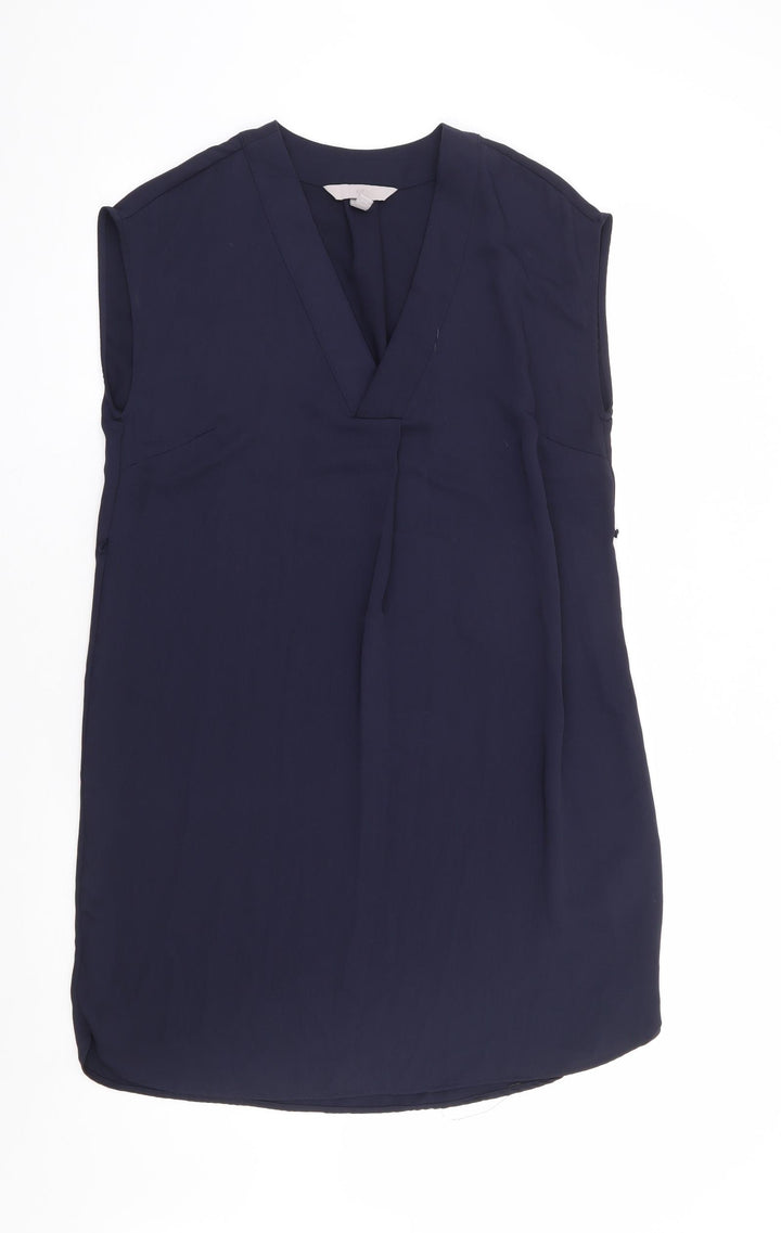 H&M Womens Blue Polyester Shift Size 10 V-Neck Pullover