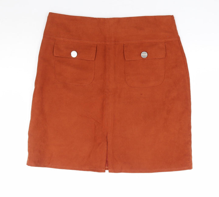 Dunnes Stores Womens Brown Polyester A-Line Skirt Size 12 Zip