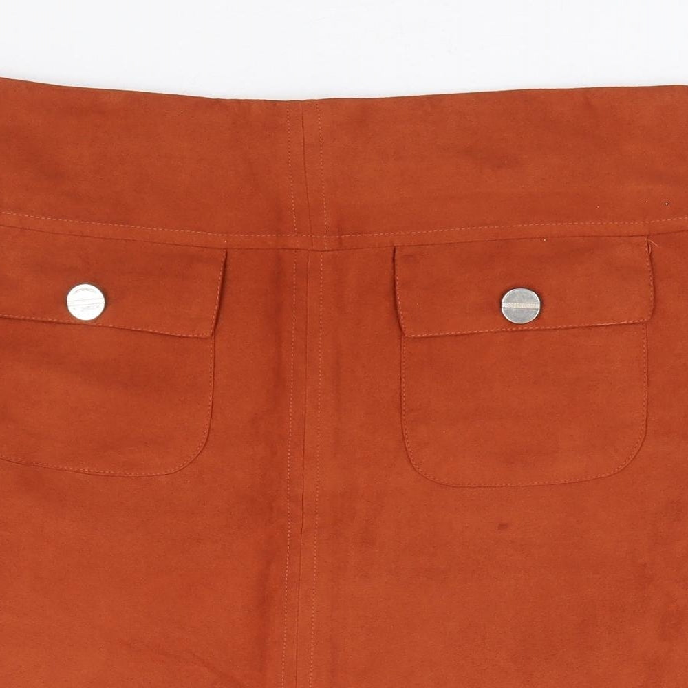 Dunnes Stores Womens Brown Polyester A-Line Skirt Size 12 Zip