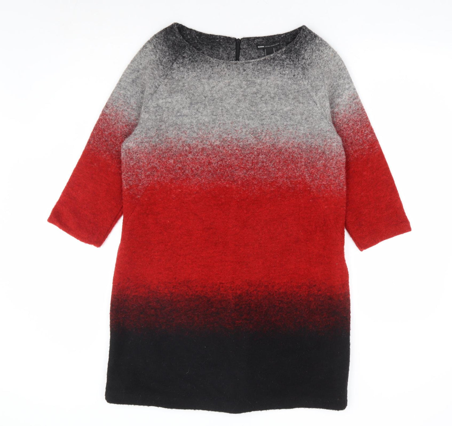 Mango Womens Multicoloured Wool A-Line Size L Boat Neck Zip - Ombre