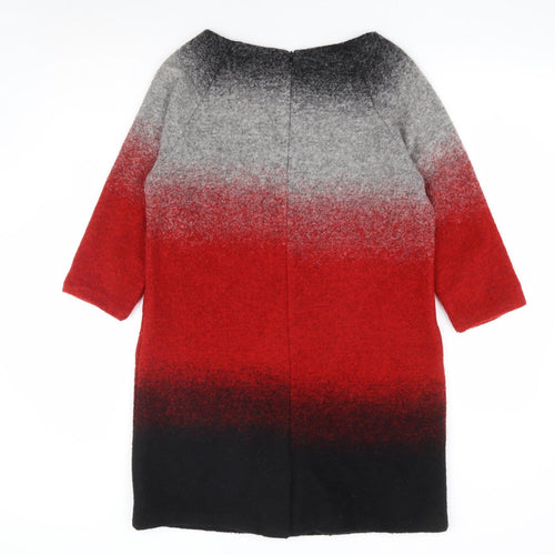 Mango Womens Multicoloured Wool A-Line Size L Boat Neck Zip - Ombre