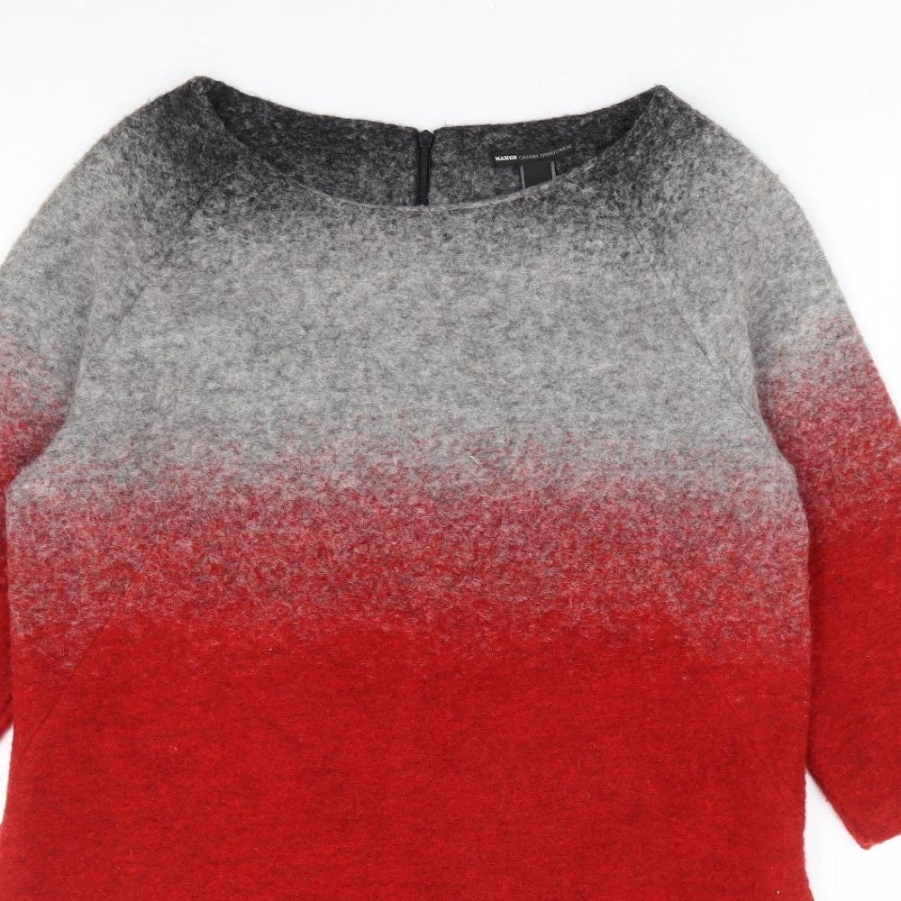Mango Womens Multicoloured Wool A-Line Size L Boat Neck Zip - Ombre