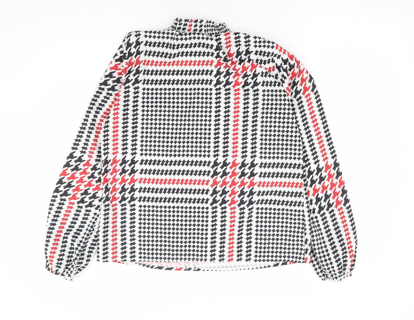 SheIn Womens Multicoloured Plaid Polyester Basic Blouse Size M High Neck