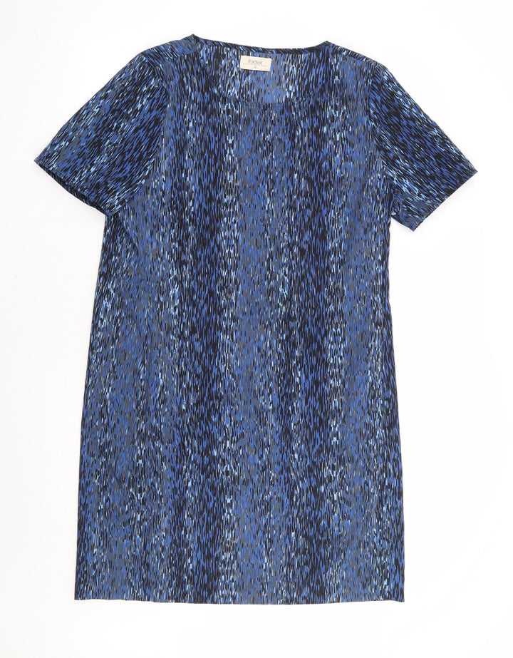 Piknik Womens Blue Geometric Polyester Shift Size 14 Round Neck Pullover