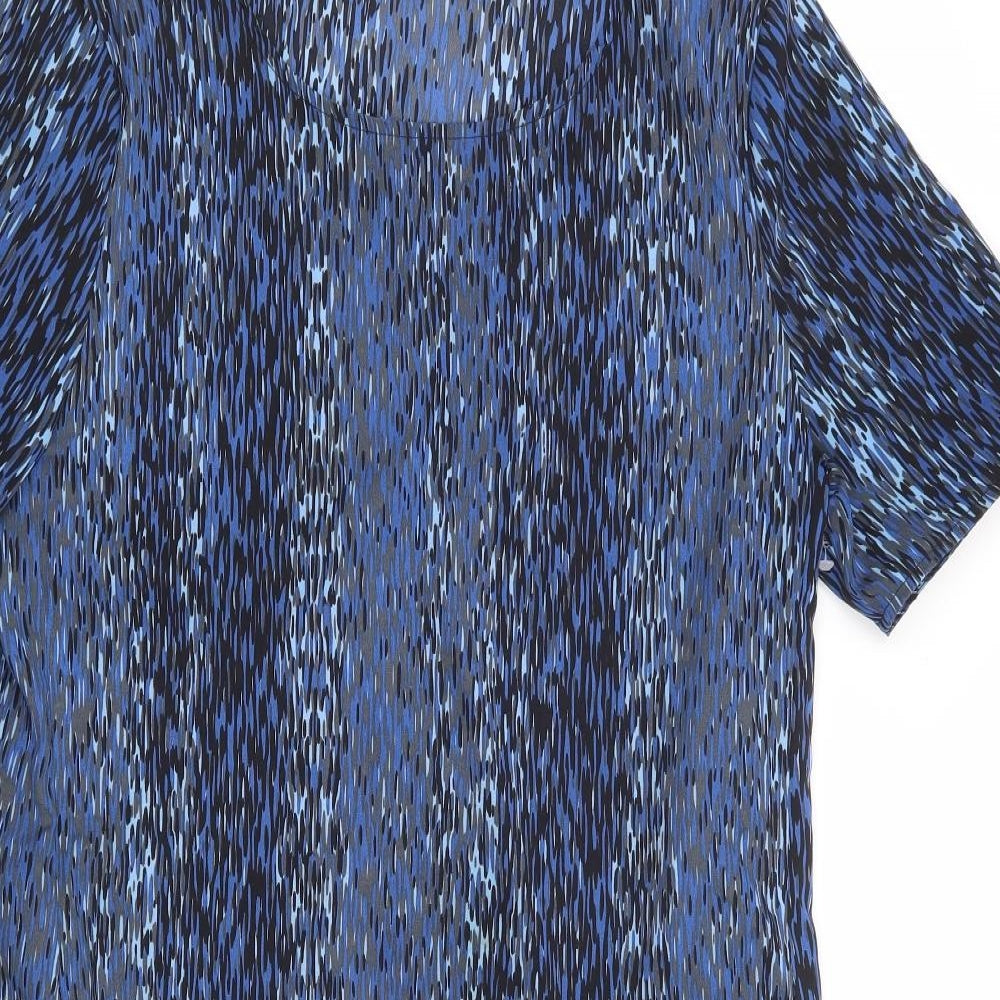 Piknik Womens Blue Geometric Polyester Shift Size 14 Round Neck Pullover