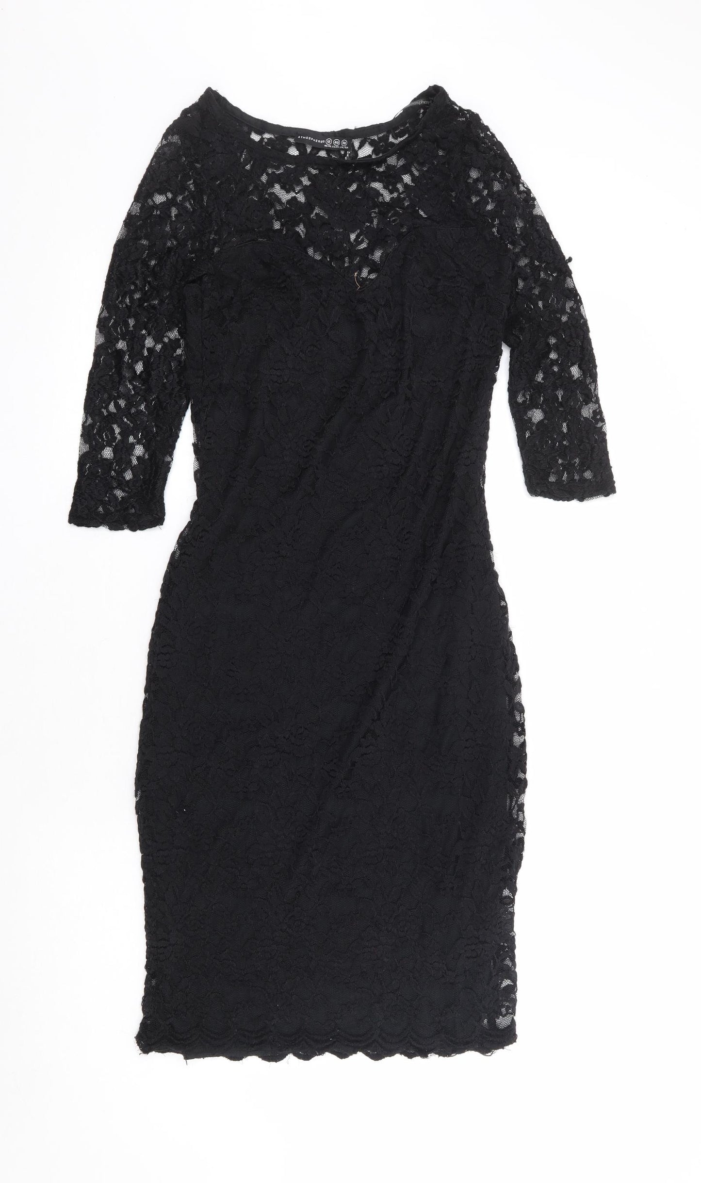 Primark Womens Black Floral Nylon Bodycon Size 12 Off the Shoulder Pullover