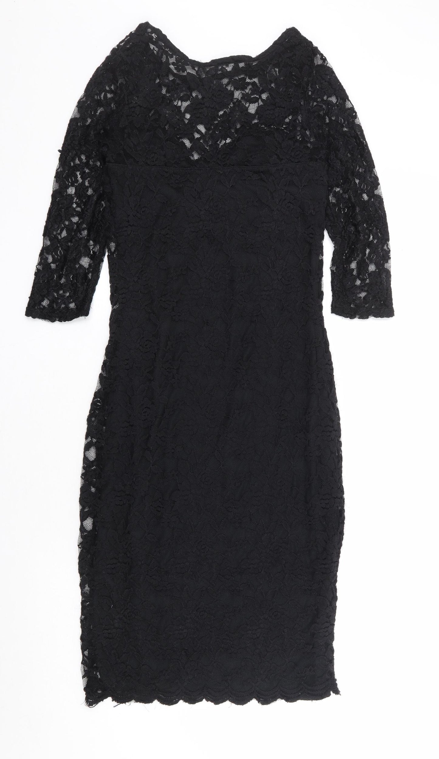 Primark Womens Black Floral Nylon Bodycon Size 12 Off the Shoulder Pullover