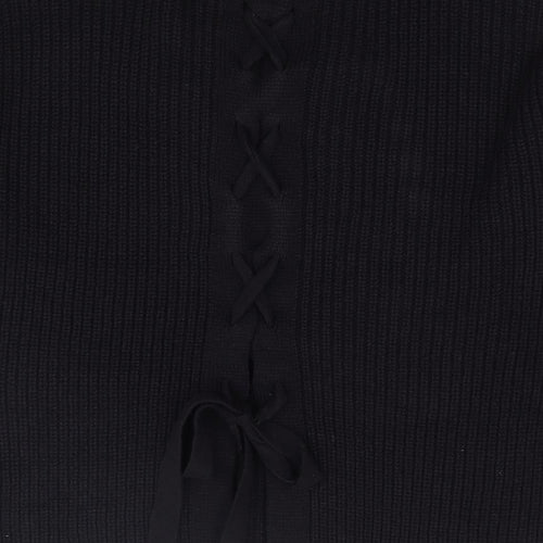 Dorothy Perkins Womens Black Round Neck Acrylic Pullover Jumper Size 14 - Tie Back Detail