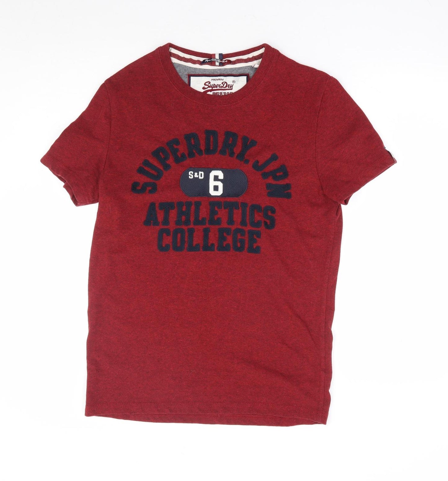 Superdry Mens Red Cotton T-Shirt Size M Crew Neck