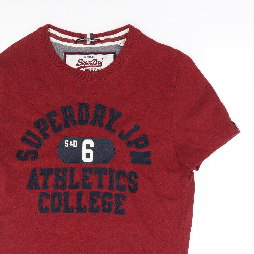 Superdry Mens Red Cotton T-Shirt Size M Crew Neck