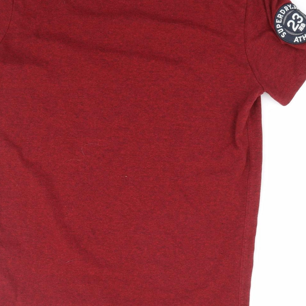 Superdry Mens Red Cotton T-Shirt Size M Crew Neck