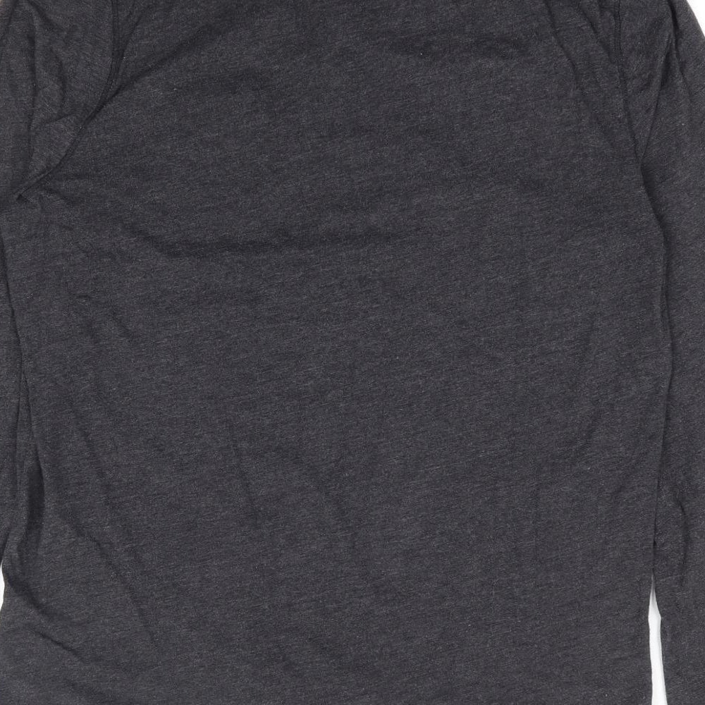Abercrombie & Fitch Mens Grey Polka Dot Cotton T-Shirt Size L Henley - Muscle Fit