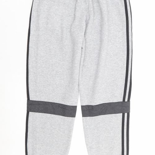 adidas Boys Grey Cotton Jogger Trousers Size 12-13 Years Regular Drawstring