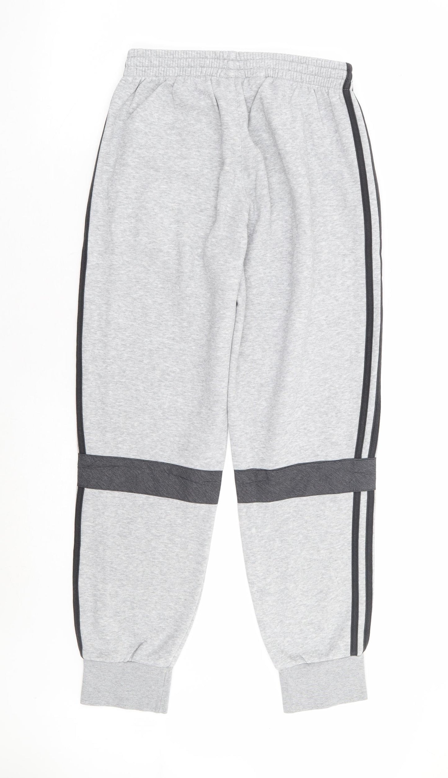 adidas Boys Grey Cotton Jogger Trousers Size 12-13 Years Regular Drawstring