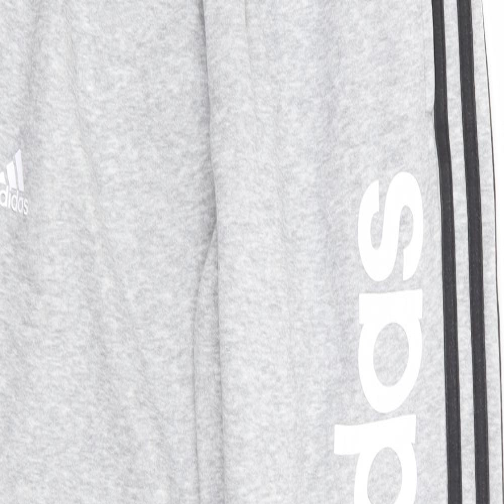 adidas Boys Grey Cotton Jogger Trousers Size 12-13 Years Regular Drawstring