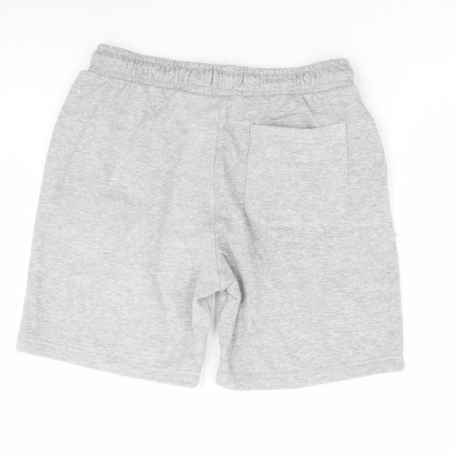 Brave Soul Mens Grey Cotton Sweat Shorts Size S L9 in Regular Drawstring
