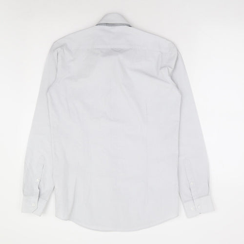Cedarwood State Mens Grey Polyester Dress Shirt Size 14 Collared Button