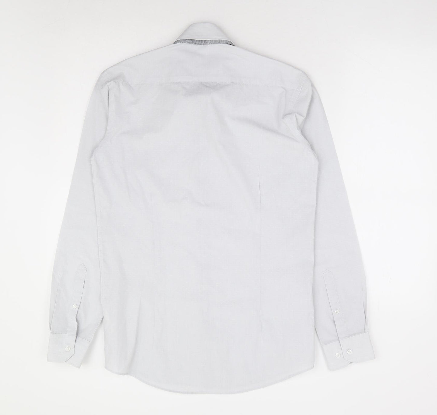 Cedarwood State Mens Grey Polyester Dress Shirt Size 14 Collared Button