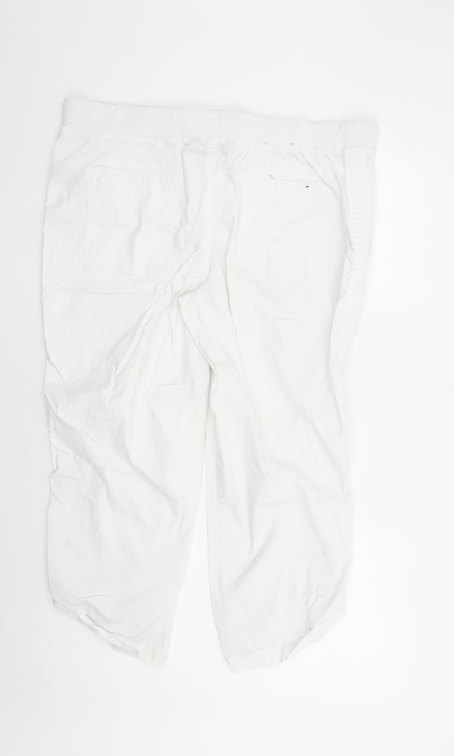 Khakis & Co Womens White Cotton Cropped Trousers Size 14 L23 in Regular Zip