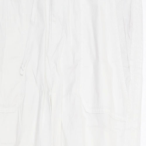 Khakis & Co Womens White Cotton Cropped Trousers Size 14 L23 in Regular Zip
