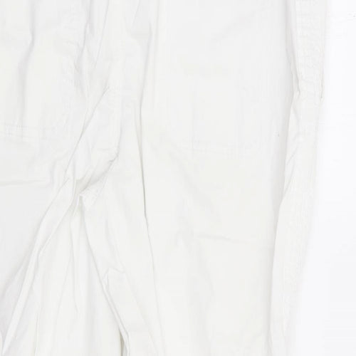 Khakis & Co Womens White Cotton Cropped Trousers Size 14 L23 in Regular Zip
