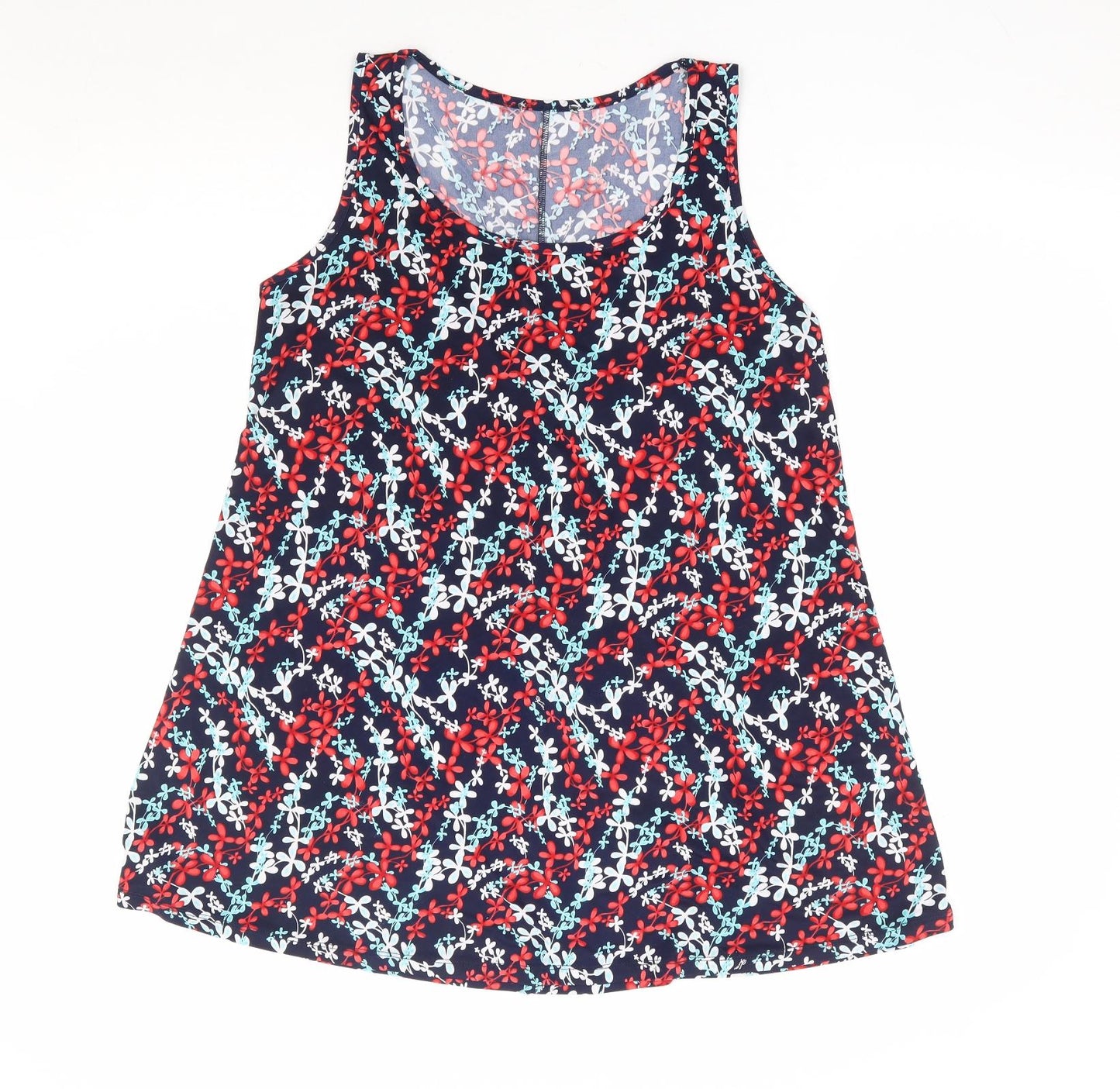 Preworn Womens Multicoloured Floral Polyester Tunic Tank Size S Scoop Neck