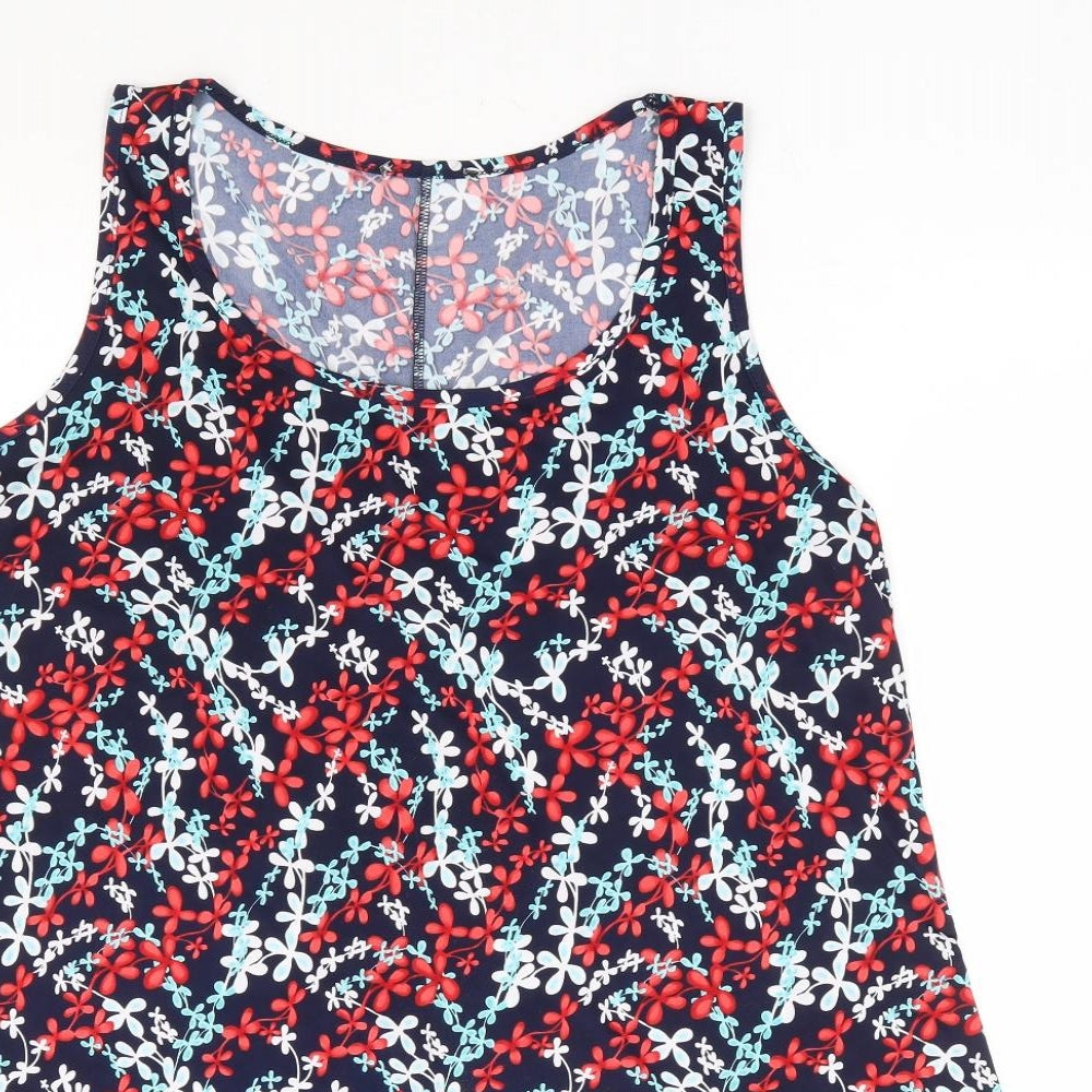 Preworn Womens Multicoloured Floral Polyester Tunic Tank Size S Scoop Neck