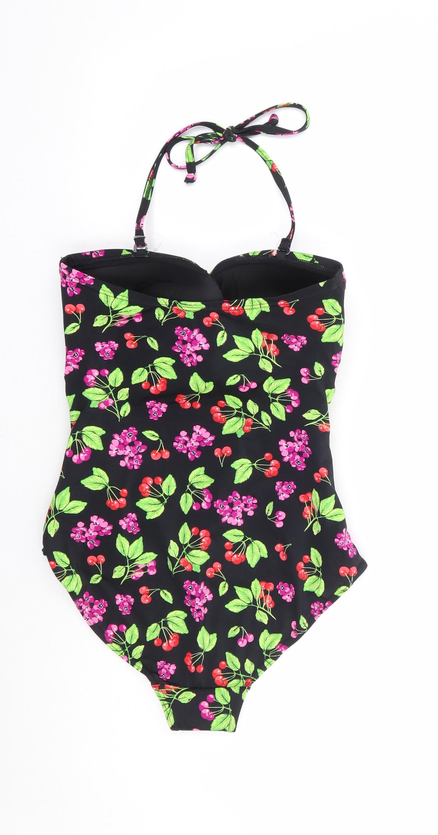 George Womens Multicoloured Floral Nylon One Piece Size 12 - Cherry Print Halter