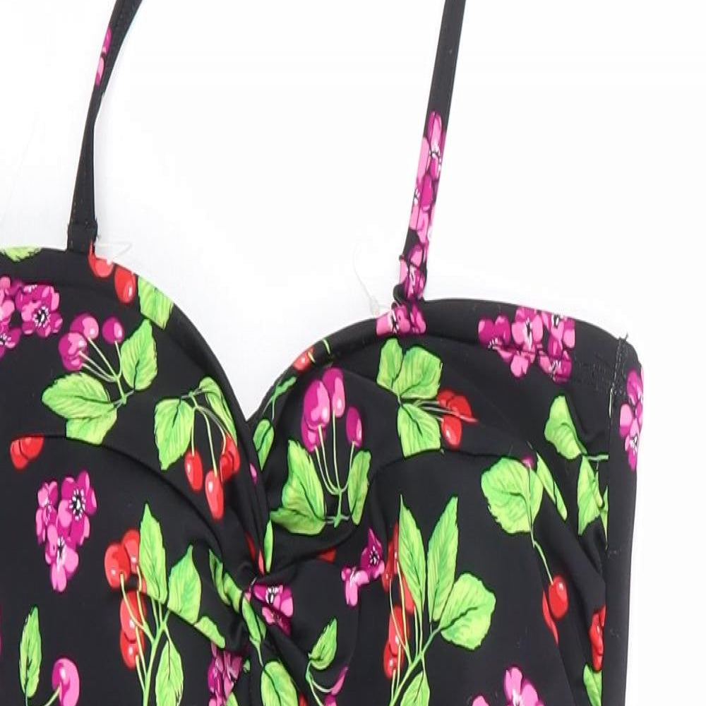 George Womens Multicoloured Floral Nylon One Piece Size 12 - Cherry Print Halter