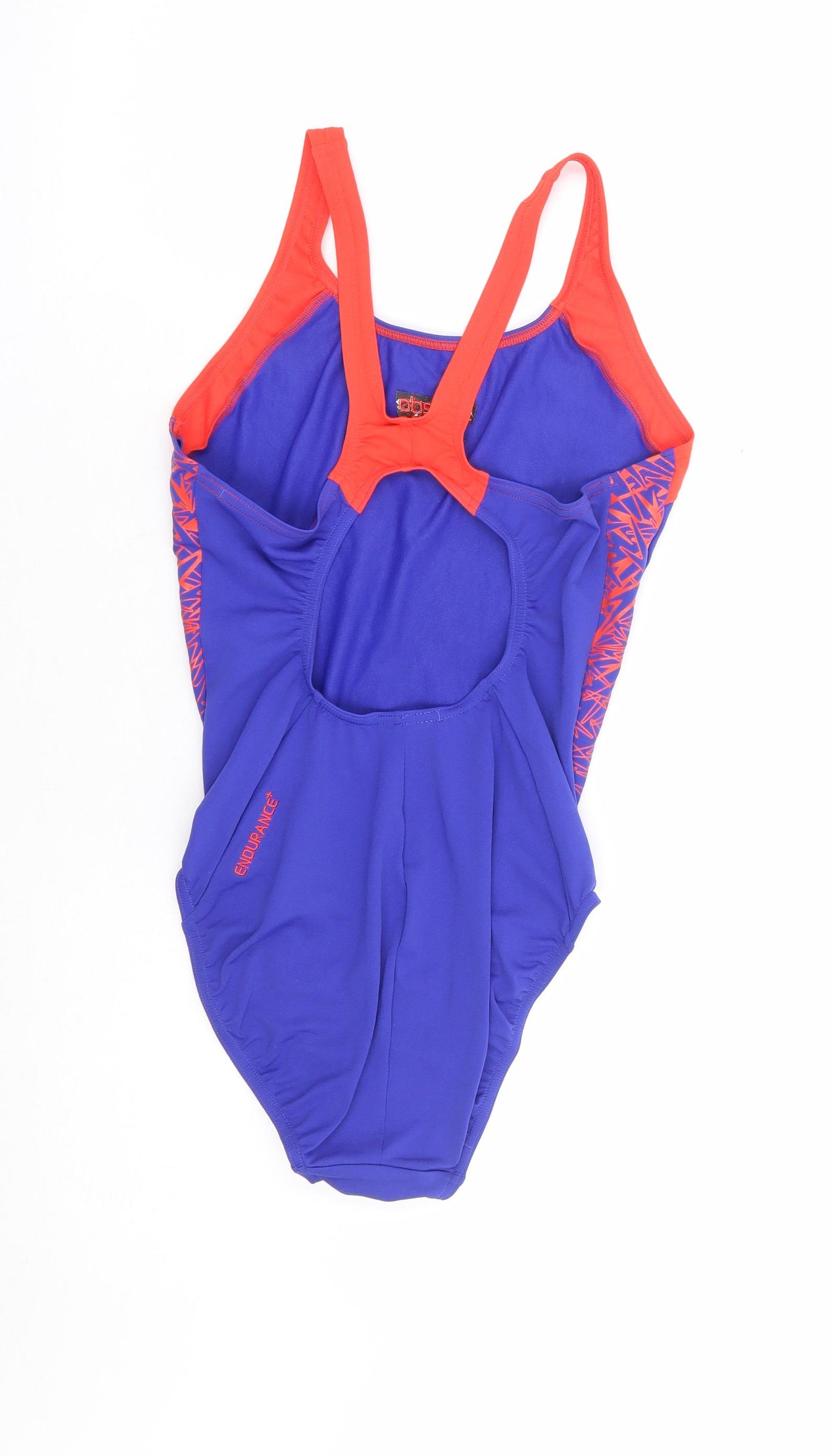 Speedo Womens Blue Geometric Polyester One Piece Size 12 - Cut Out Back Detail