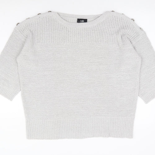 Wallis Womens Grey Round Neck Acrylic Pullover Jumper Size L