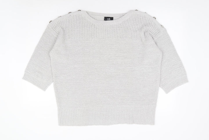 Wallis Womens Grey Round Neck Acrylic Pullover Jumper Size L
