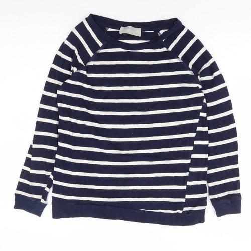 Zara Womens Blue Striped 100% Cotton Pullover Sweatshirt Size S Pullover