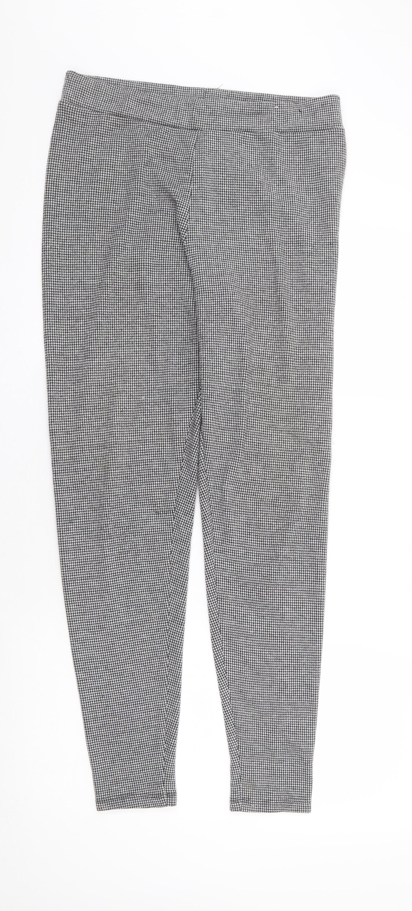 TU Womens Black Herringbone Polyester Trousers Size 14 L29 in Regular - Tregging