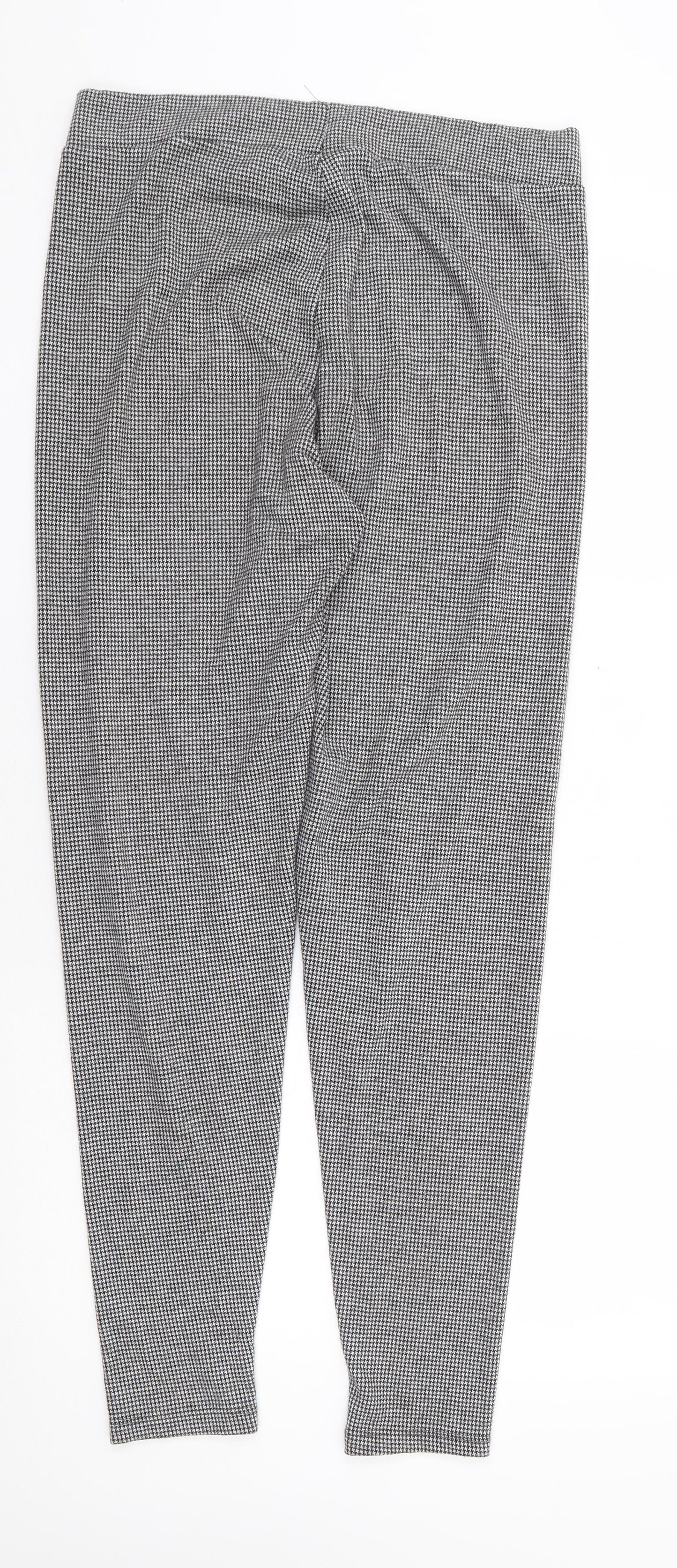 TU Womens Black Herringbone Polyester Trousers Size 14 L29 in Regular - Tregging